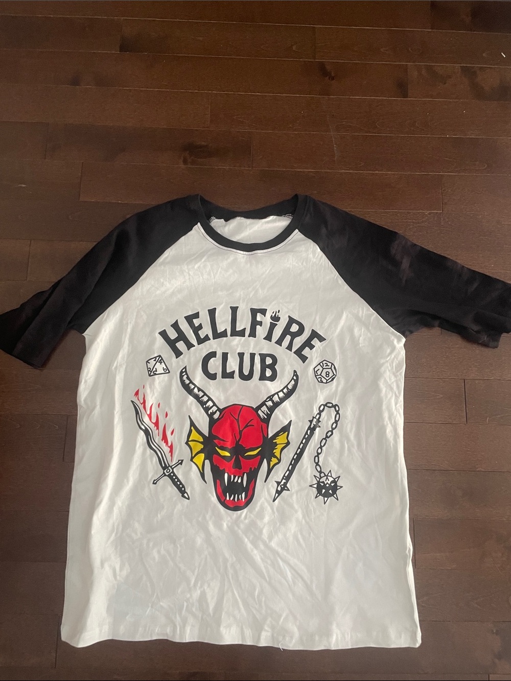 Hellfire Club Graphic Raglan Tee - Red, Black, Yellow